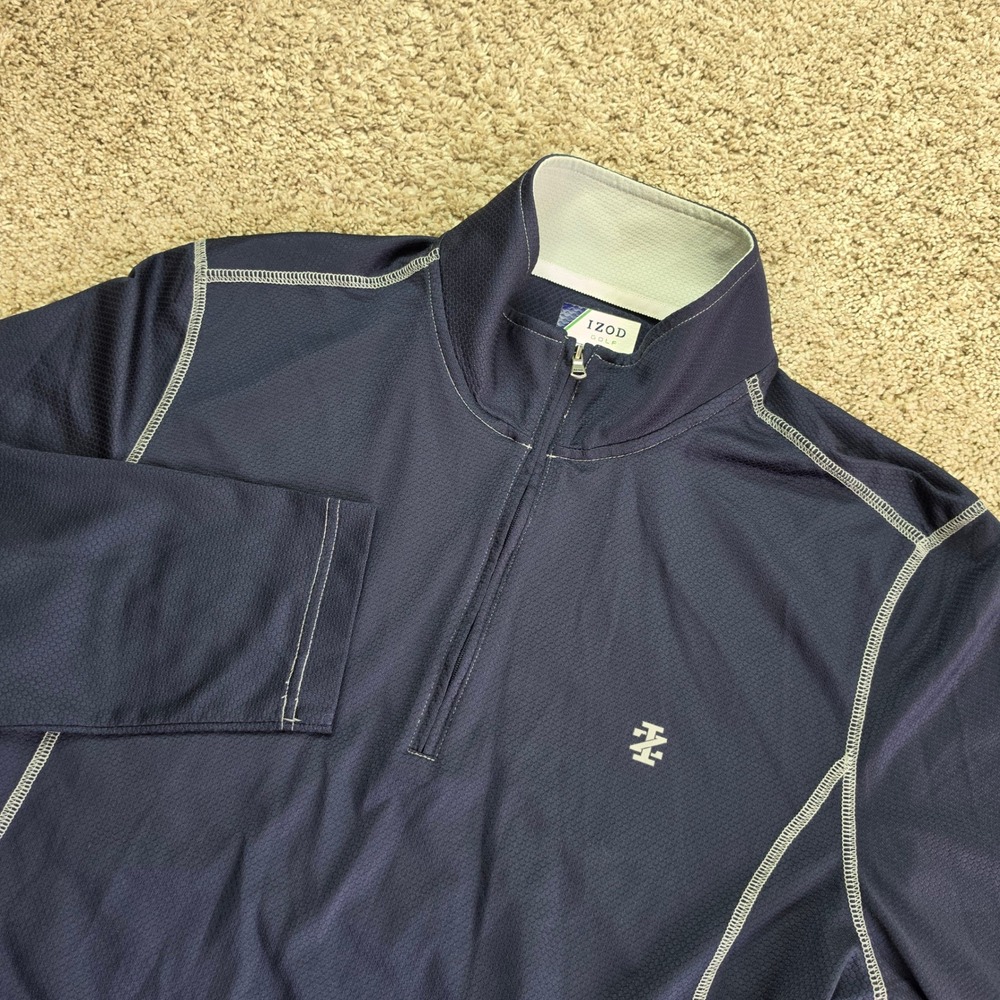 IZOD Golf Quarter Zip Pullover Mens Large Navy Blue Outdoor Casual Lightweight